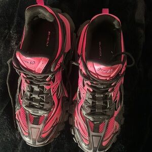 Balenciaga Pink and Black High-Top Sneakers